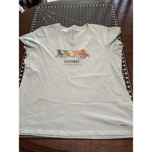 Life Is Good Women's XL Sanibel Tee With Colorful Chairs Graphic